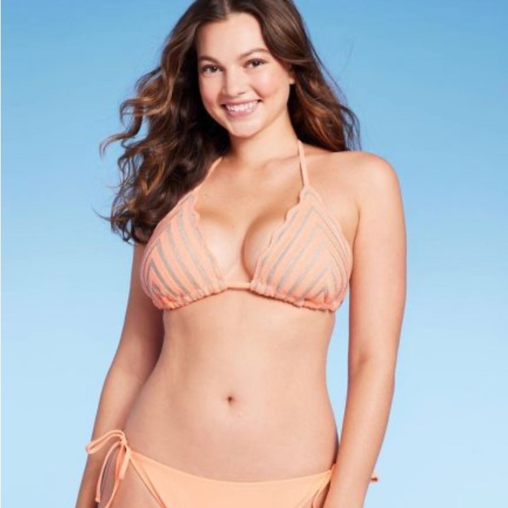 NWT WILD FABLE WOMENS BIKINI TOP PEACH CROCHET - Picture 3 of 8